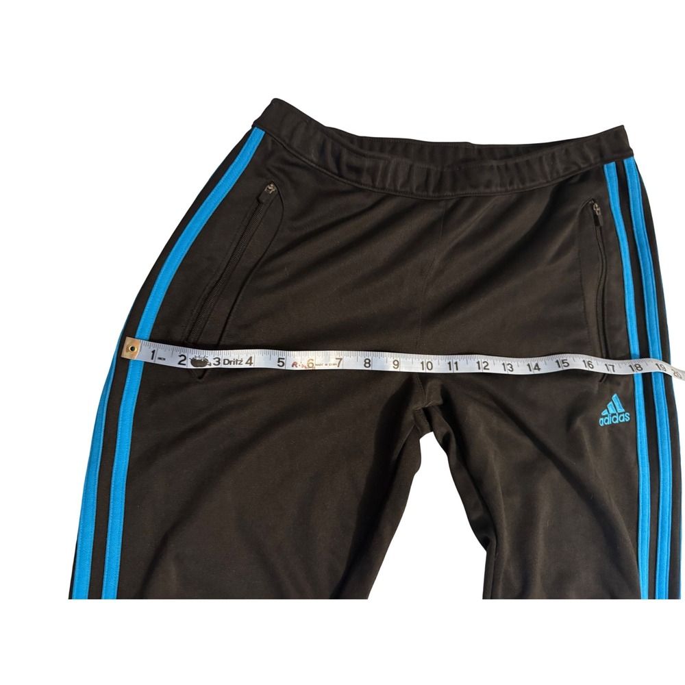 Adidas Womens Track Pants Black‎ Blue ClimaCool Athletic Zip Pockets Sz M - Picture 7 of 10